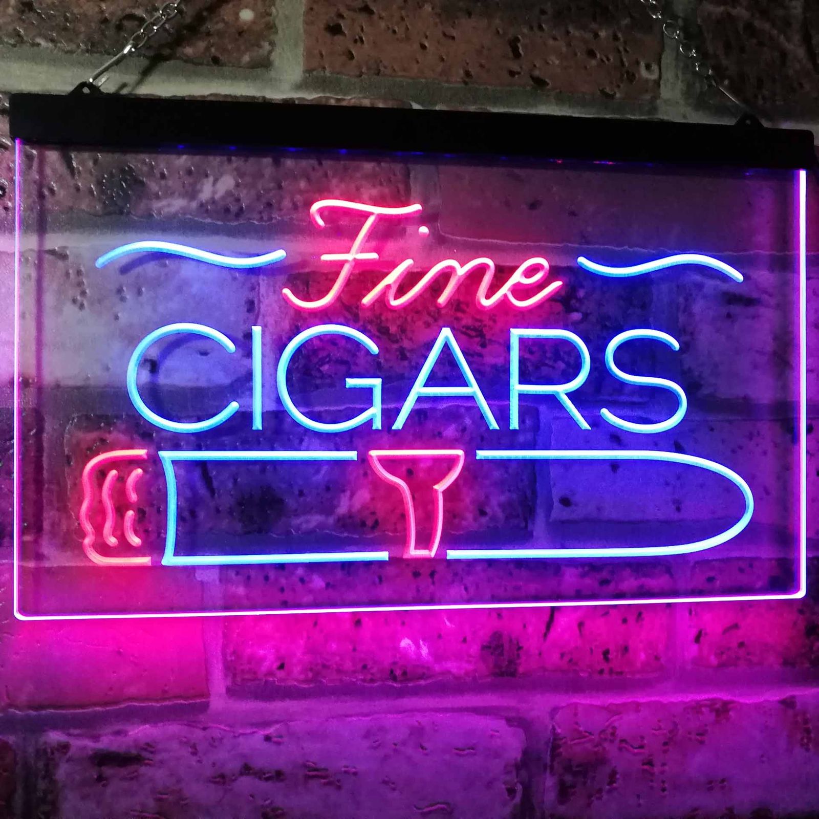 Fine Cigars Shop Smoking Room Dual Color Led Neon Sign